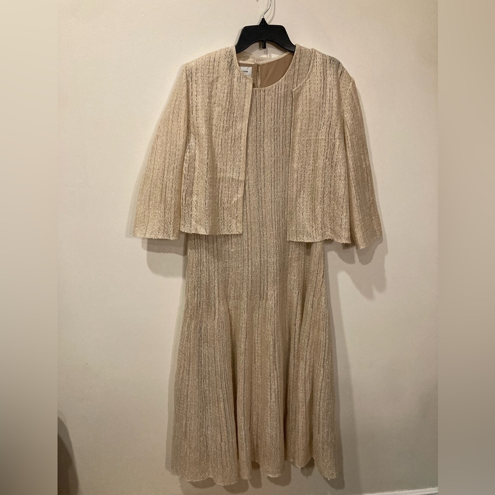 St. John Shimmering Gold Sleeveless Dress with Jacket